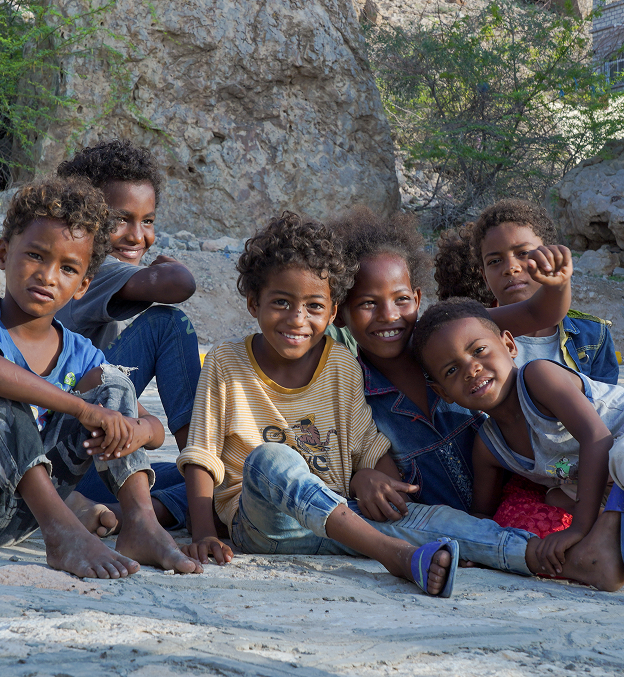 Sudanese children sitting together
